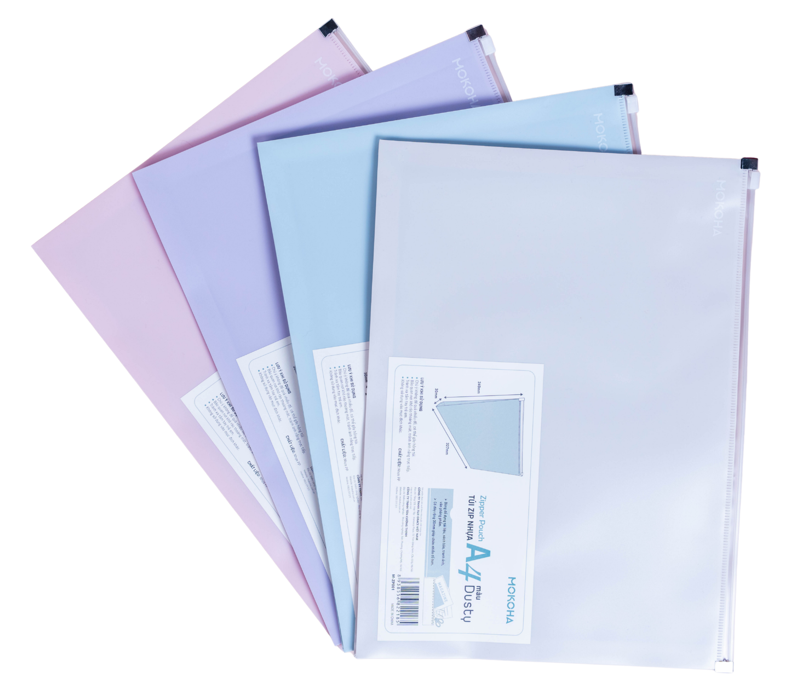 Túi Zip nhựa A4 - Màu Dusty